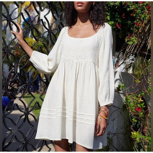 Sanctuary Dresses & Skirts - Sanctuary Women's L Swing Mini Dress Puff Sleeve Boho Cottagecore Coastal $139